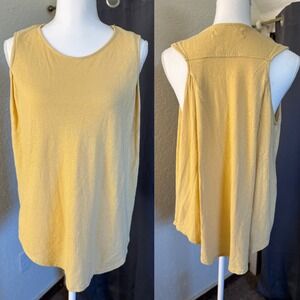 Free People Beach Mustard Yellow Hemp Blend Pleated Back Tank Top XS